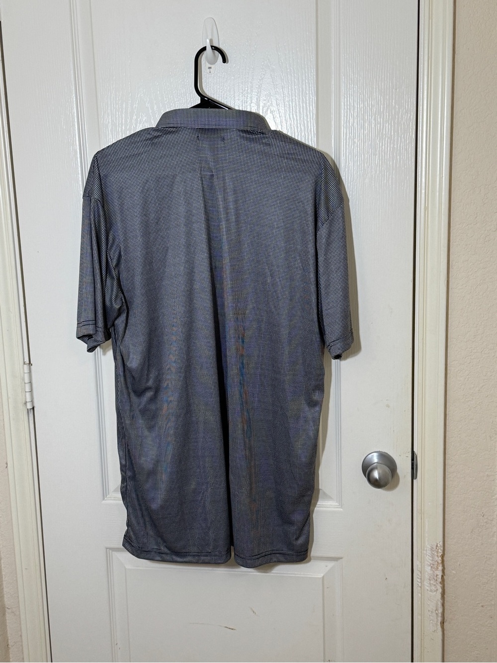 Collars & Co. Dress Collar Polo Shirt Black White Pattern Golf Performance XL - Picture 8 of 9